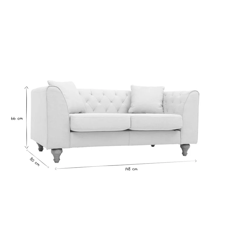 Miliboo Canapé 2 Places capitonné en Tissu Beige et Bois Clair Montaigne