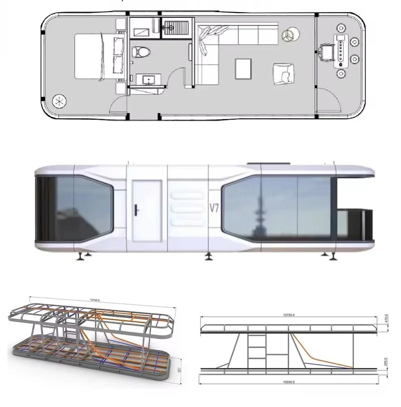 Petite maison préfabriquée avec 2 chambres spacieuses + douche de luxe salle de bain + espace cuisine (6 m)