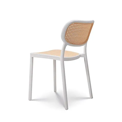KOSMI - Chaise de Salle à Manger Blanche Style Vintage