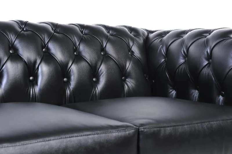Chesterfield Brighton The Brand Canapé 2 places, 100 % cuir, fait main, largeur d'origine, 150 cm, noir