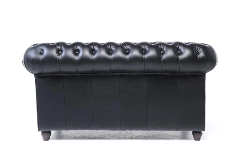Chesterfield Brighton The Brand Canapé 2 places, 100 % cuir, fait main, largeur d'origine, 150 cm, noir