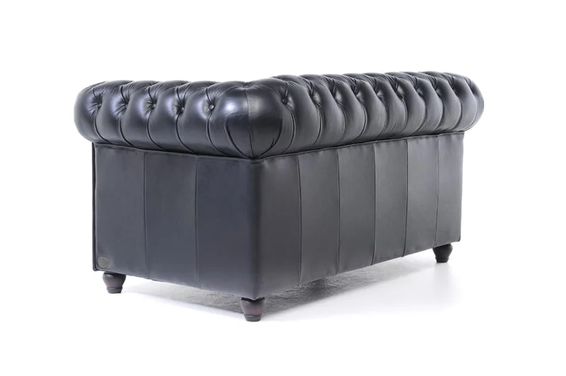 Chesterfield Brighton The Brand Canapé 2 places, 100 % cuir, fait main, largeur d'origine, 150 cm, noir