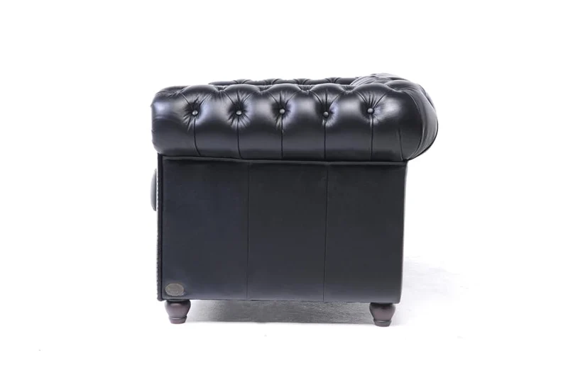 Chesterfield Brighton The Brand Canapé 2 places, 100 % cuir, fait main, largeur d'origine, 150 cm, noir