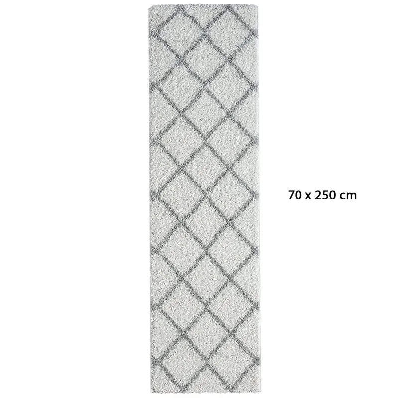 VIMODA Poils Longs Shaggy Tapis Rugueuse Design Crème Gris Moderne - Blanc, 120x170 cm