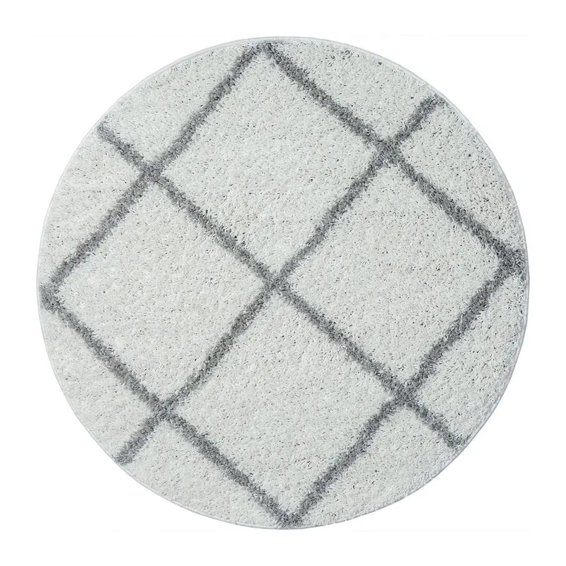 VIMODA Poils Longs Shaggy Tapis Rugueuse Design Crème Gris Moderne - Blanc, 120x170 cm