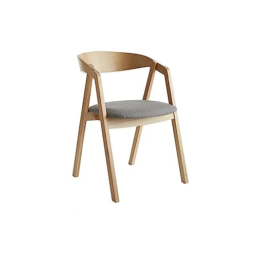 Miliboo Chaises scandinaves en Bois Clair chêne Massif et Tissu Gris (Lot de 2) LOVA