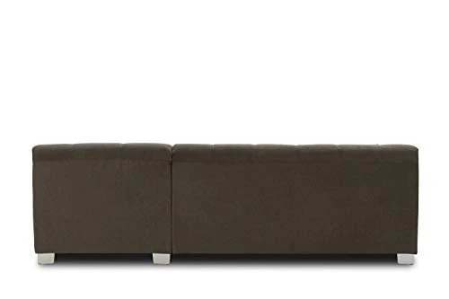 DOMO. collection Capri Forme de L avec Fonction Couchage, Canapé-lit d'angle rembourré Tissu Bois métal, Kaki, 239x152x75 cm