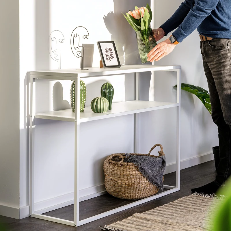 bremermann Console avec étagère - en métal - Blanc