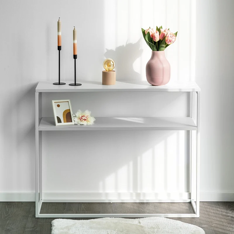 bremermann Console avec étagère - en métal - Blanc