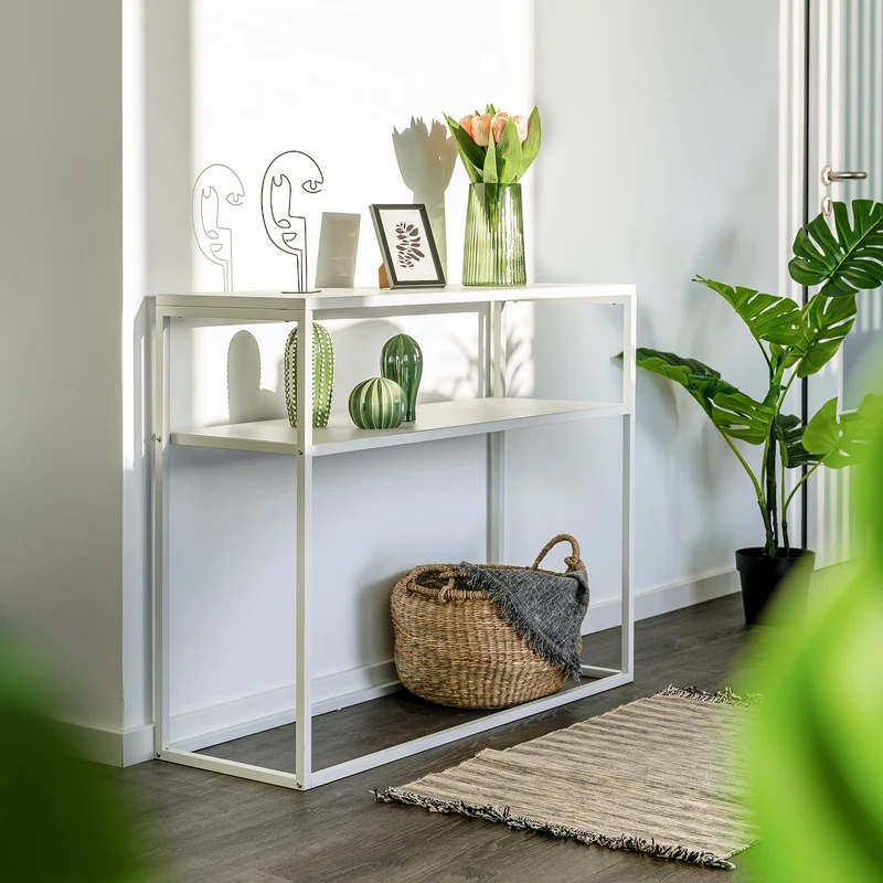 bremermann Console avec étagère - en métal - Blanc