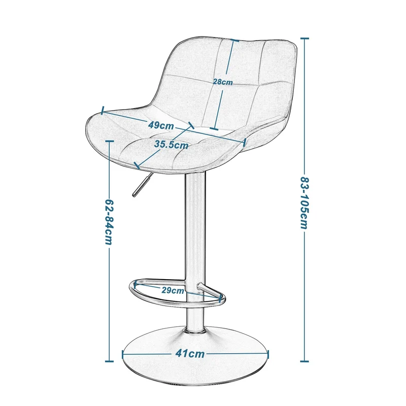 EUGAD Tabouret Bar, Chaise de Bar pivotante, Tabouret de Bar avec Repose-Pieds et Dossier, Tabouret de Comptoir pour Bistro, Restaurant, Cuisine, Hauteur Réglable 62-84cm Noir 1005BY-1