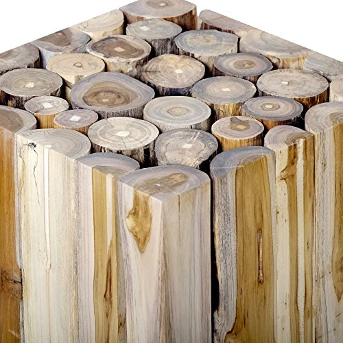 Table D´Appoint Table De Salon En Bois Teck Bois-Bloc Massif Tabouret De Fleures Design Table De Chevet Brillibrum Flyer