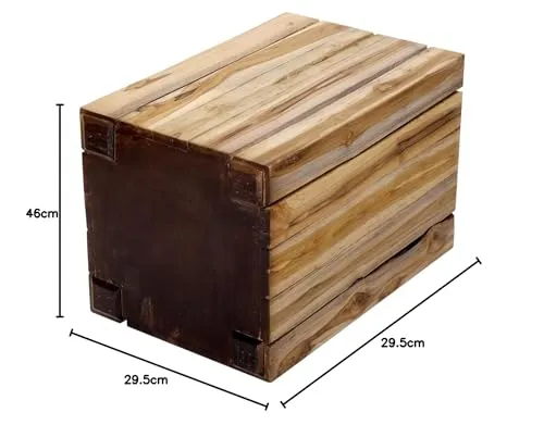 Table D´Appoint Table De Salon En Bois Teck Bois-Bloc Massif Tabouret De Fleures Design Table De Chevet Brillibrum Flyer
