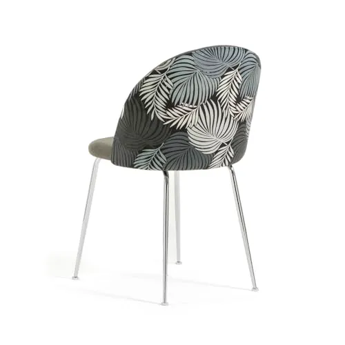 RATTATAN Sara - Lot de 2 chaises en velours uni ou Teddy pour l'intérieur avec pieds en métal (pieds argentés, velours fougères grises)