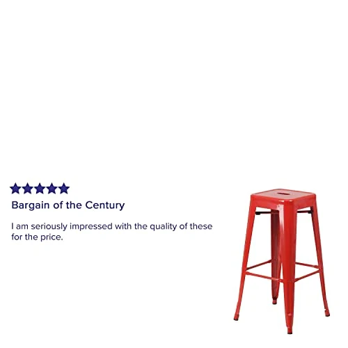 Flash Furniture Meubles Flash Tabouret de Bar en métal coloré pour Restaurant, Plastique, Caoutchouc, Rouge, Lot de 4