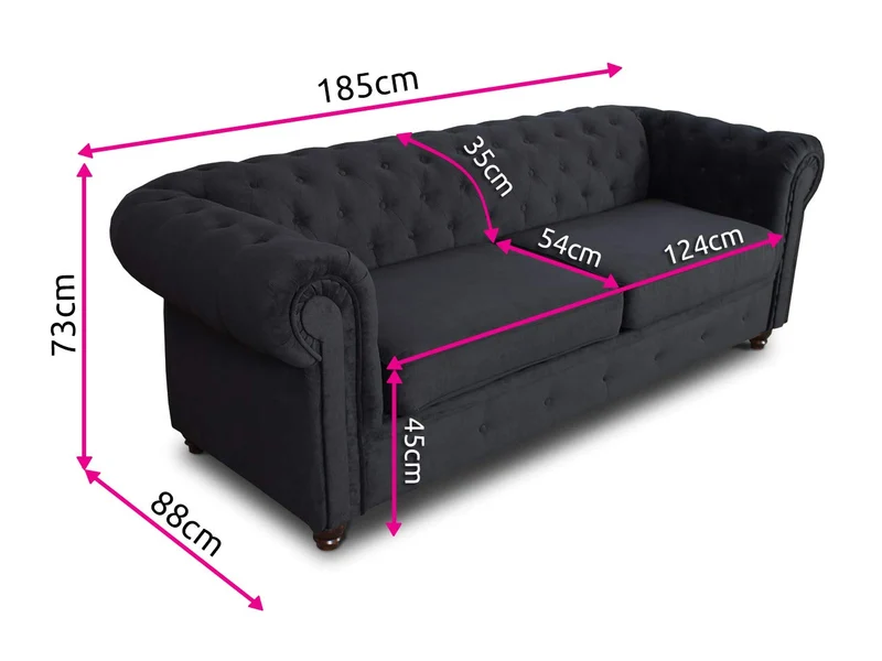 SILAPE - Canapé Asti 2 - Chesterfield canapé 2 Places - Glamour - Salon (Vert (Velvet 78))