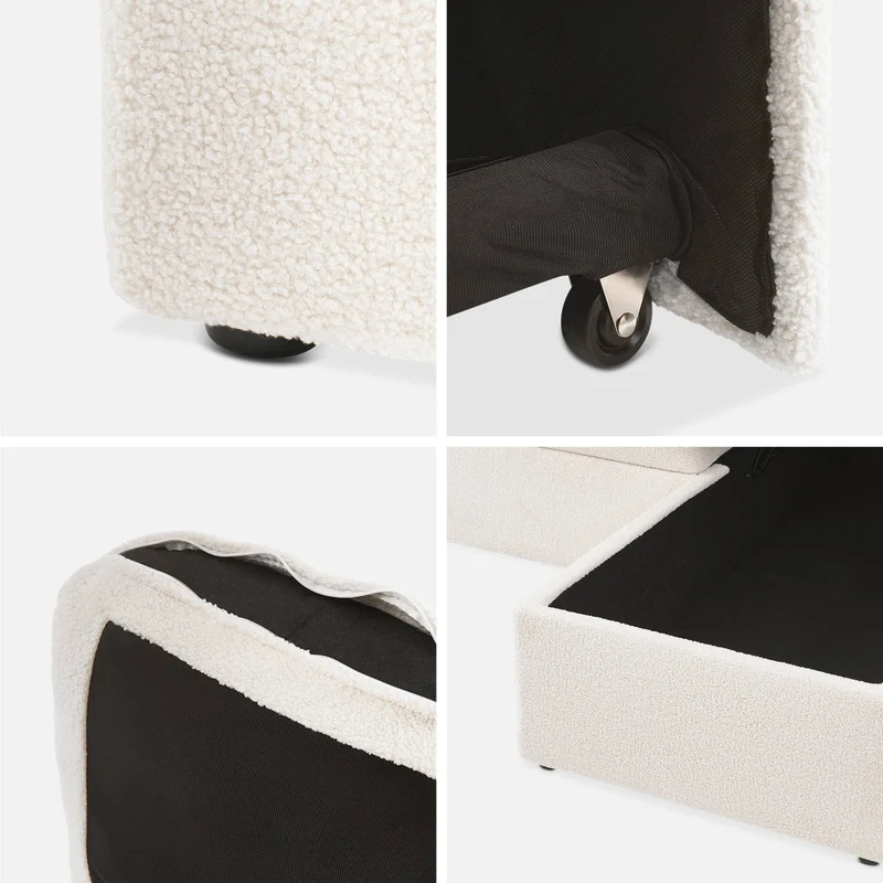 Alice's Home - Canapé panoramique Convertible 4 Places Tissu Bouclette. Urban. L 281 x P 142 x H 86cm