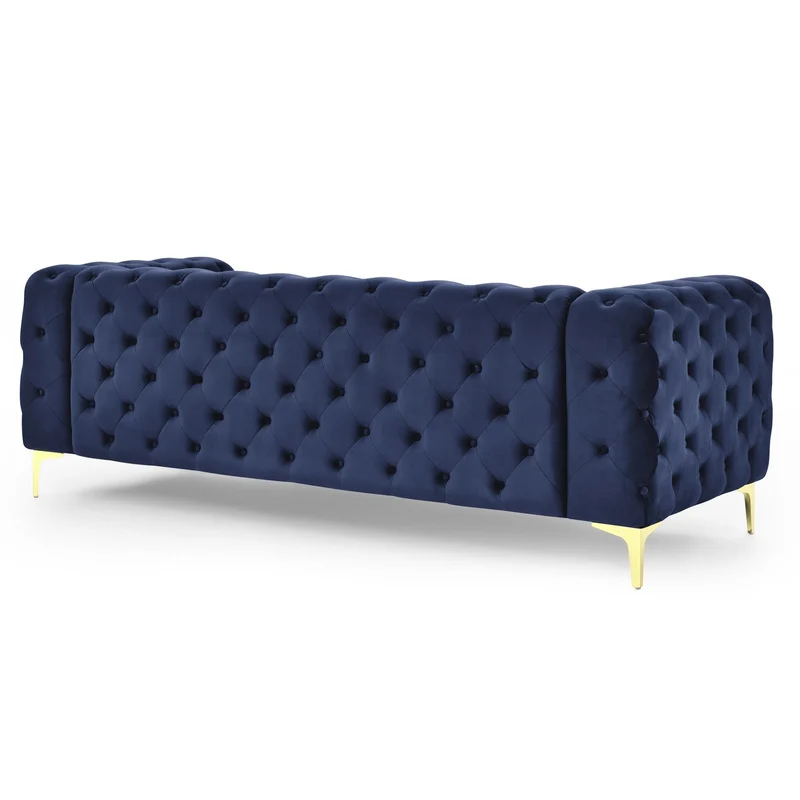 Mobilier-Deco Darcy - Canapé Chesterfield 3 Places en Velours Bleu