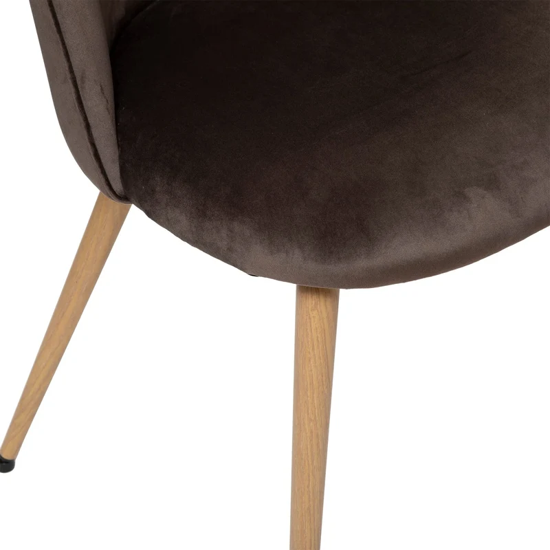 Chaise Slano - Taupe - Velours - Pieds métal Imitation hêtre - Atmosphera créateur d'intérieur
