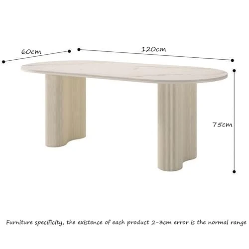 Table de cuisine ovale nordique arquée – Table de salle à manger robuste et durable avec pieds ondulés uniques pour salle à manger et bureau – Table de salle à manger d'appoint