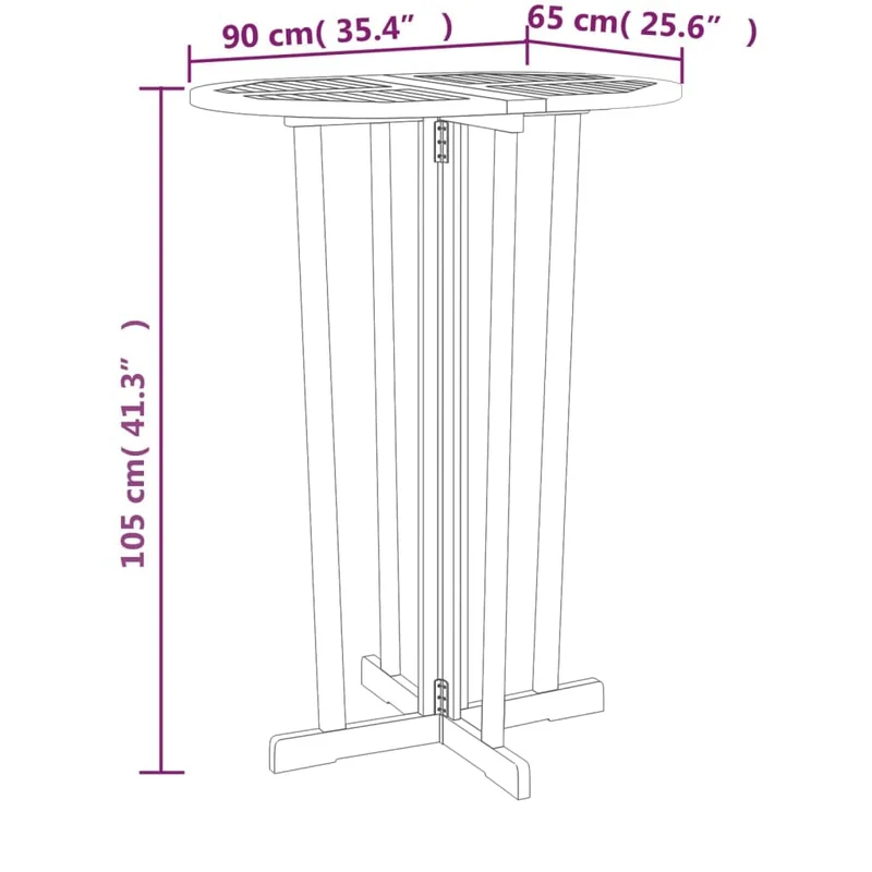 vidaXL Table de Bar 90x65x105 cm Bois de Teck Solide