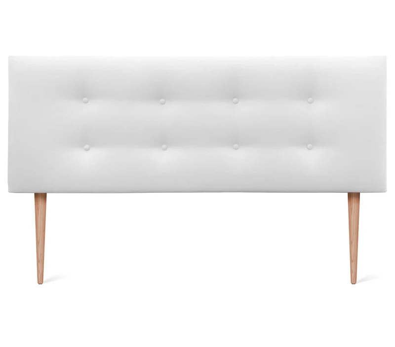 DHOME Tête de lit en Similicuir ou en Tissu acualine avec 2 rangées de Boutons Nouvelle Gamme DE Couleurs Tête de lit de Luxe tapissée (Tissu Blanc, 145x105cm avec Pieds (Lits 120/135/140))
