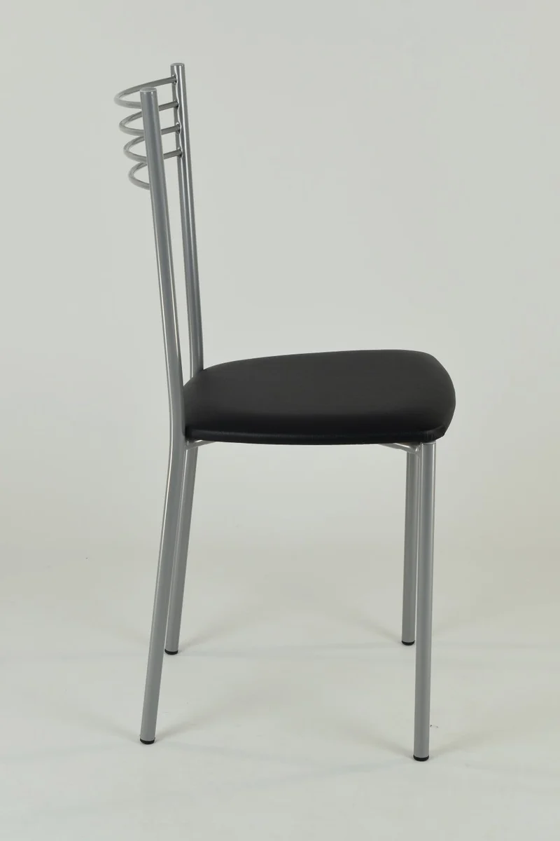 t m c s Tommychairs - Set 4 chaises Elena pour Cuisine, Bar et Salle à Manger, Robuste Structure en Acier chromé et Assise rembourrée et revêtue en Cuir Artificiel Couleur Noir