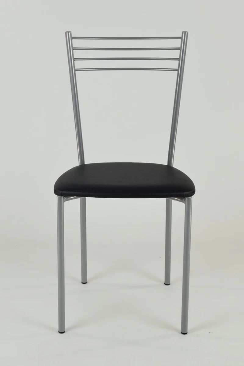 t m c s Tommychairs - Set 4 chaises Elena pour Cuisine, Bar et Salle à Manger, Robuste Structure en Acier chromé et Assise rembourrée et revêtue en Cuir Artificiel Couleur Noir