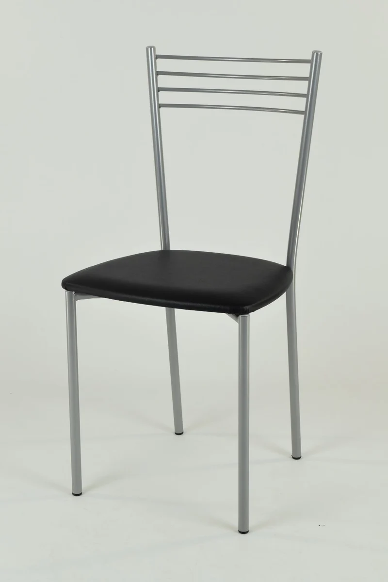 t m c s Tommychairs - Set 4 chaises Elena pour Cuisine, Bar et Salle à Manger, Robuste Structure en Acier chromé et Assise rembourrée et revêtue en Cuir Artificiel Couleur Noir
