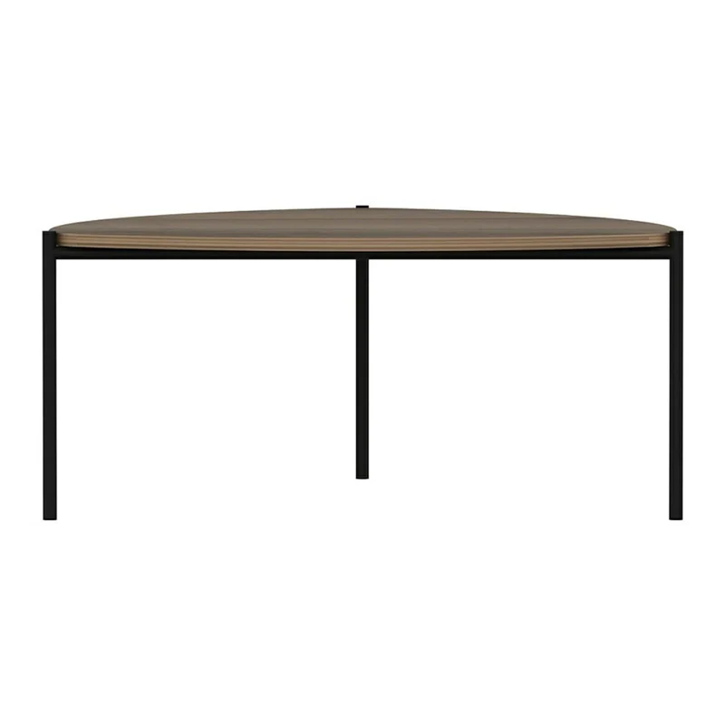 [en.casa] Table Basse Triangulaire Meuble de Salon Design Panneau de Particules Métal 40 x 90 x 89 cm Effet Noyer Noir