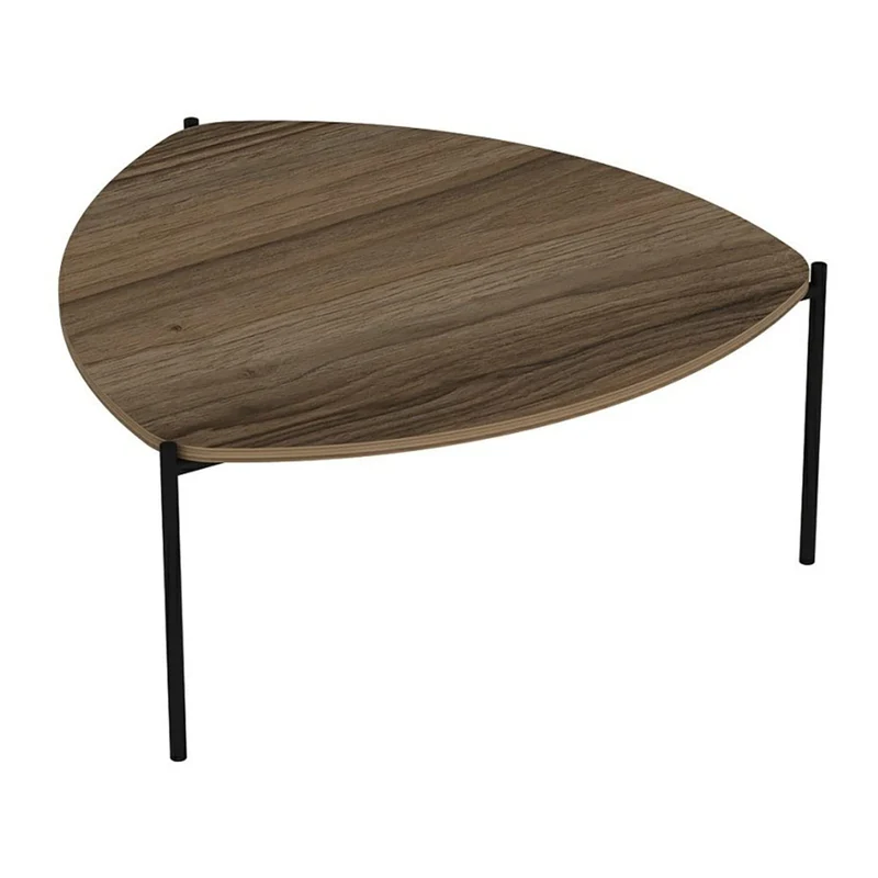 [en.casa] Table Basse Triangulaire Meuble de Salon Design Panneau de Particules Métal 40 x 90 x 89 cm Effet Noyer Noir