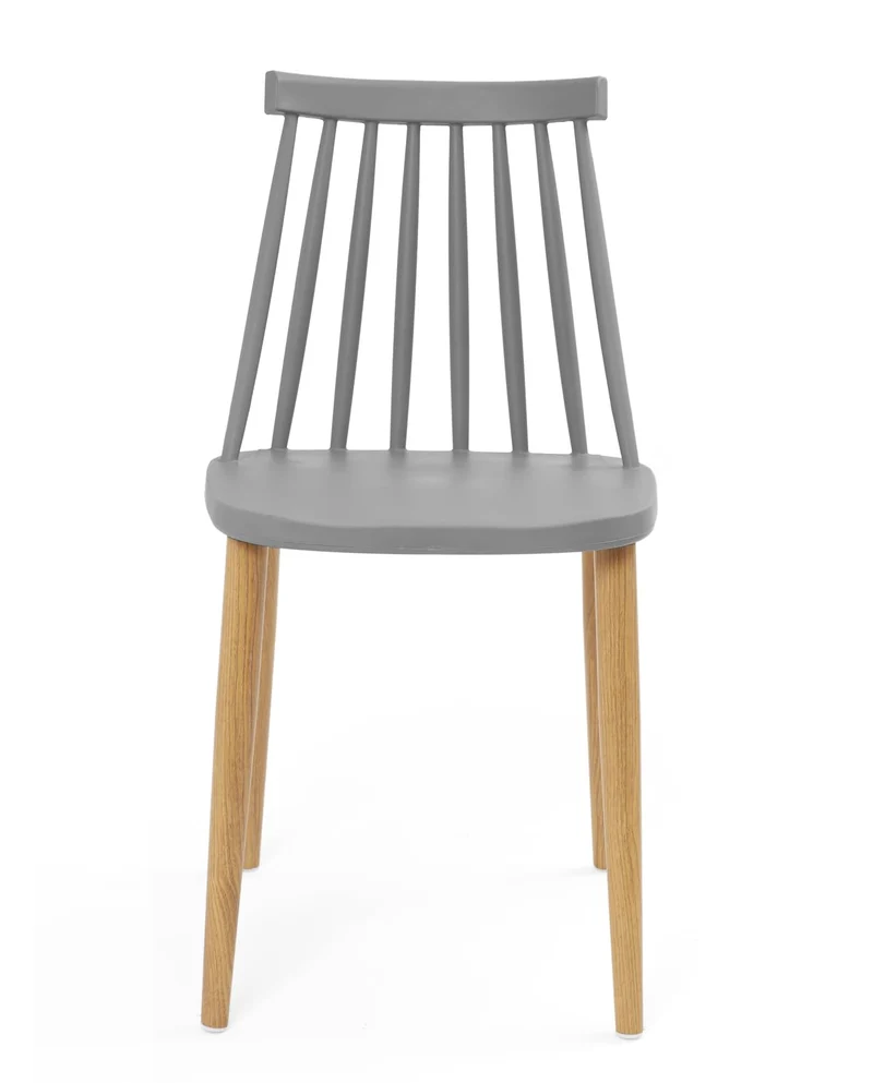 KAYELLES Lot de 2 - Chaise de Cuisine à barreaux bistrot café rétro scandinave, Pieds métal façon Bois Clair BAO (Gris)