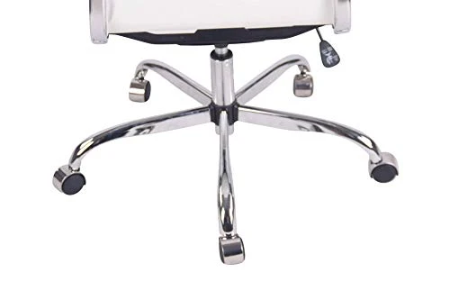 CLP Chaise De Bureau Bedford en Similicuir I Fauteuil De Bureau Ergonomique Support en Métal Chromé I Chaise avec Accoudoirs, Réglable, Pivotant, Couleur:Blanc, matière:Similicuir