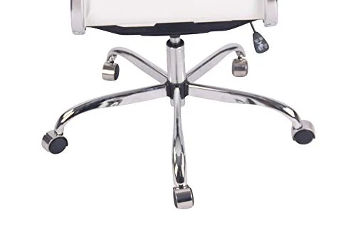 CLP Chaise De Bureau Bedford en Similicuir I Fauteuil De Bureau Ergonomique Support en Métal Chromé I Chaise avec Accoudoirs, Réglable, Pivotant, Couleur:Blanc, matière:Similicuir