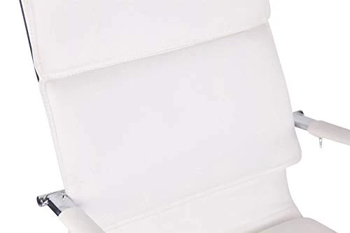 CLP Chaise De Bureau Bedford en Similicuir I Fauteuil De Bureau Ergonomique Support en Métal Chromé I Chaise avec Accoudoirs, Réglable, Pivotant, Couleur:Blanc, matière:Similicuir