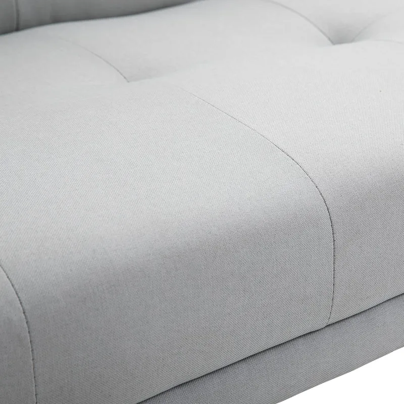 HOMCOM Canapé Convertible 3 Places Design scandinave Inclinaison Dossier réglable 3 Niveaux Dossier Centrale Rabattable 2 Porte-Verres Bois Massif Lin Gris Clair