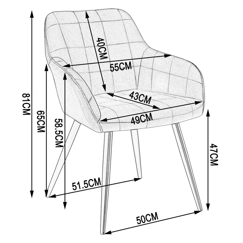 WOLTU Lot de 2 Chaises de Salle à Manger avec accoudoirs, Chaise de Salon Structure en métal et Assise en Velours,Bleu BH93bl-2