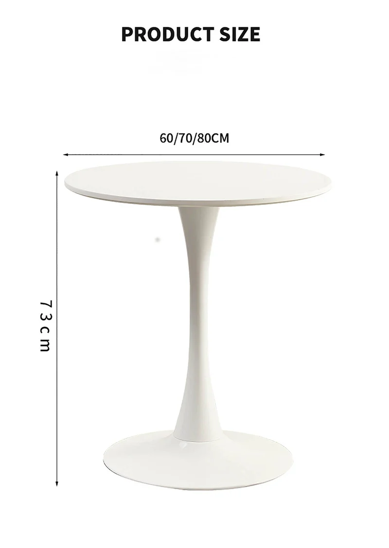 YSYJ Table Basse Moderne Panneau à Base de Bois Rond Table d'appoint Loisirs Table à Manger Style Tulipe pour Cuisine Chambre salon(60x60x73cm, WhiteC)