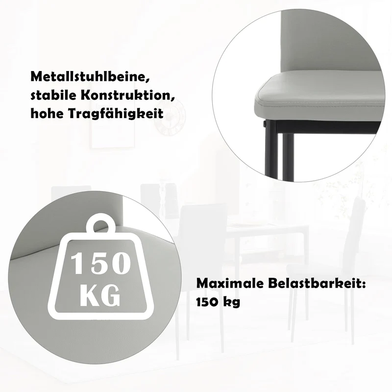 WOLTU Chaise Salle à Manger Lot de 4, Chaise Cuisine avec Dossier Haut, Siège Rembourré en Similicuir, Pieds en Métal, Design Moderne, pour Salon, Cuisine, Salle à Manger, Blanc, EZS46ws-4
