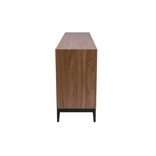 Buffet Vintage Finition Bois foncé Noyer et métal Noir avec rangements L180 cm Sarto