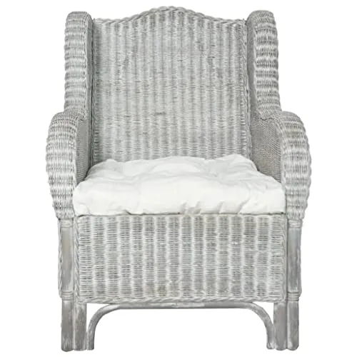 vidaXL Canapé avec Coussin Fauteuil de Salon Chaise de Canapé Salle de Séjour Maison Intérieur Chambre à Coucher Gris Rotin Naturel et Lin