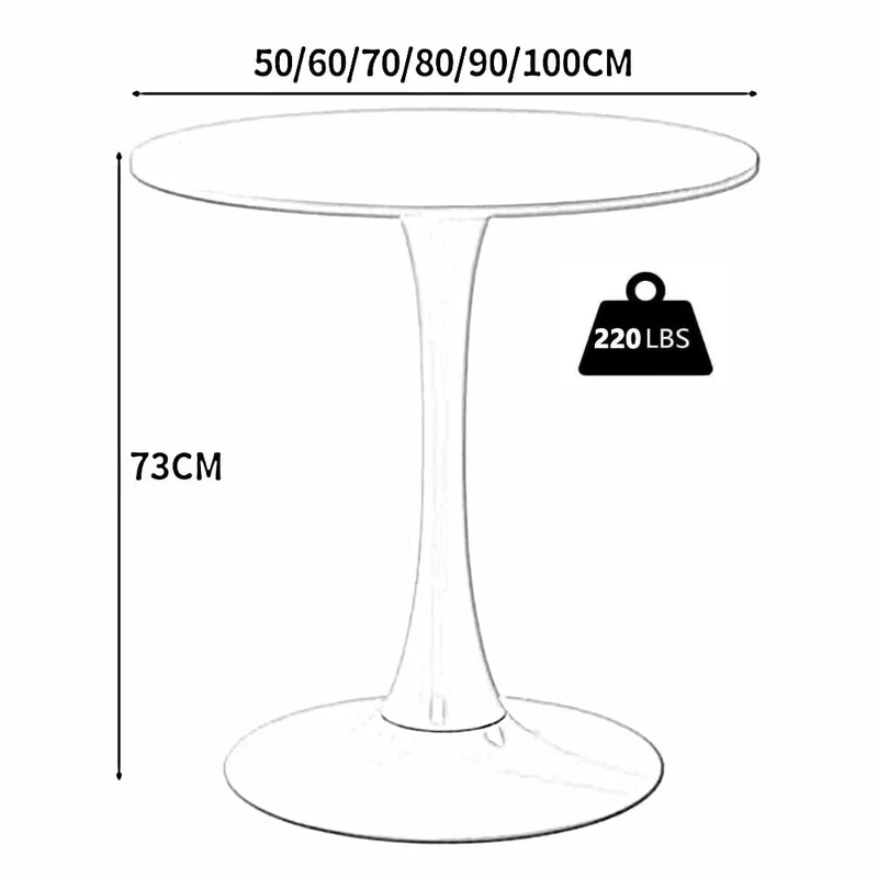 Tulipe Table De Salle à Manger Ronde Petite Piédestal Table Avec Plateau En MDF Et Base En Acier Table De Bistro Table Bistro Table De Cuisine Avec Une Capacité De De Capaci(Size:90X90X73CM,Color:C)