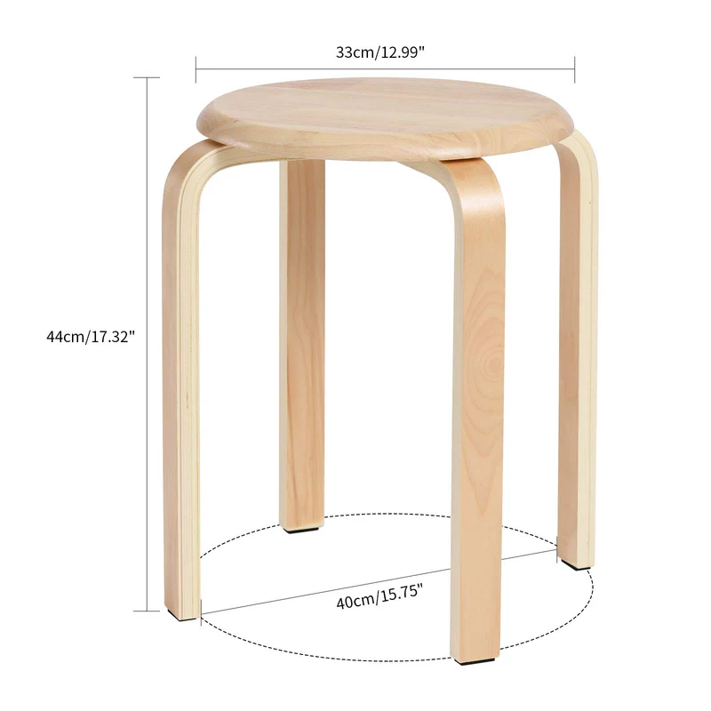 IBUYKE Chaise Salle à Manger/Tabourets de Bar Empilables en Bois Massif Sièges Lisses pour Salon, Cuisine, Bistrot pour Salon, Cuisine, Bistrot Bois Naturel 40x33x44cm RF-752