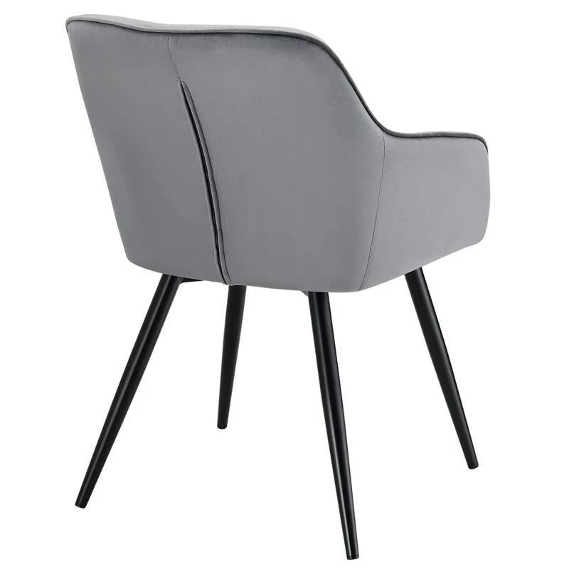 Juskys Ensemble de 2 chaises de Salle à Manger Tarje, avec Dossier et accoudoirs, Pieds métalliques, revêtement en Velours, capacité de Charge de jusqu'à 110 kg, 2 chaises de Cuisine - Gris Clair