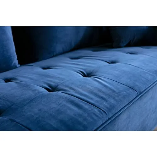 Miliboo Canapé Design 3 Places en Tissu Velours Bleu foncé et métal Noir BEKA