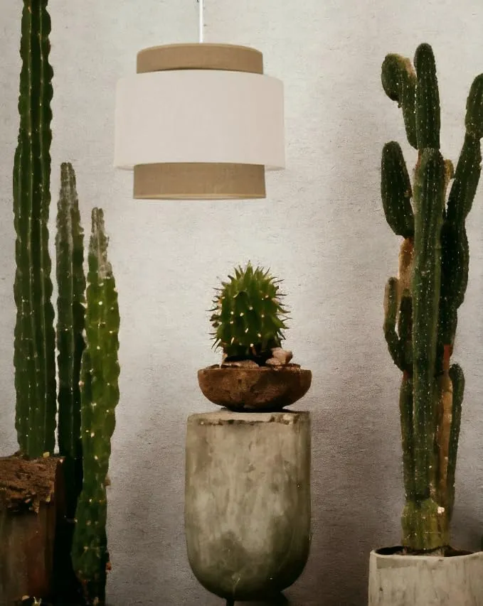 youngDECO® Lampe à suspendre Boho - Beige Abat-jour en Tissu de Coton Ø38 cm et hauteur 44 cm - Éclairage de Plafond crée une Ambiance Chaleureuse Dans la Chambre à Coucher, le Salon et le Bureau