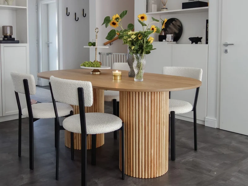 Table de Repas Ovale 180 x 100 cm en MDF et Bois d'Hévéa Bois Clair Sheridan