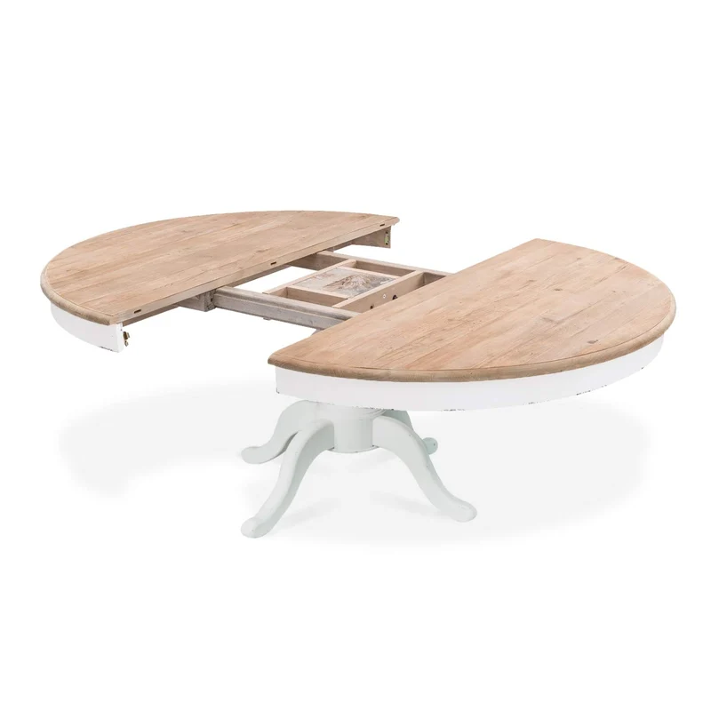 INTENSE DECO SIDONIE - Table Ronde Extensible en Bois 140x190 Blanc