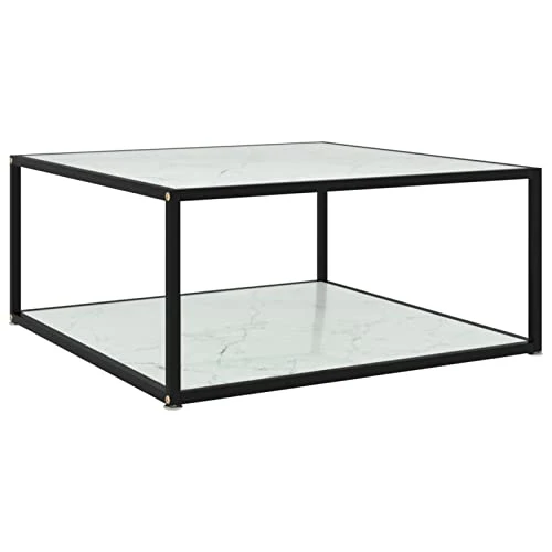 BaraSh Table Basse Blanc 80x80x35 cm Verre trempé,Table Basse,Table Basse Salon,Tables Basses de Salon,Table de Basse Moderne,Table Basse,Table Basse Salon,Tables Basses de Salon,
