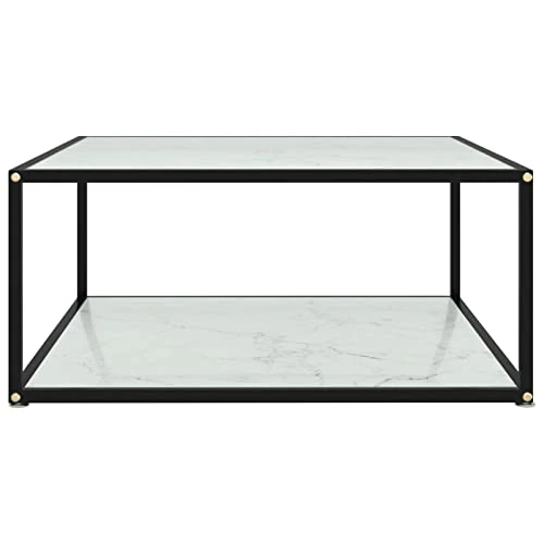 BaraSh Table Basse Blanc 80x80x35 cm Verre trempé,Table Basse,Table Basse Salon,Tables Basses de Salon,Table de Basse Moderne,Table Basse,Table Basse Salon,Tables Basses de Salon,
